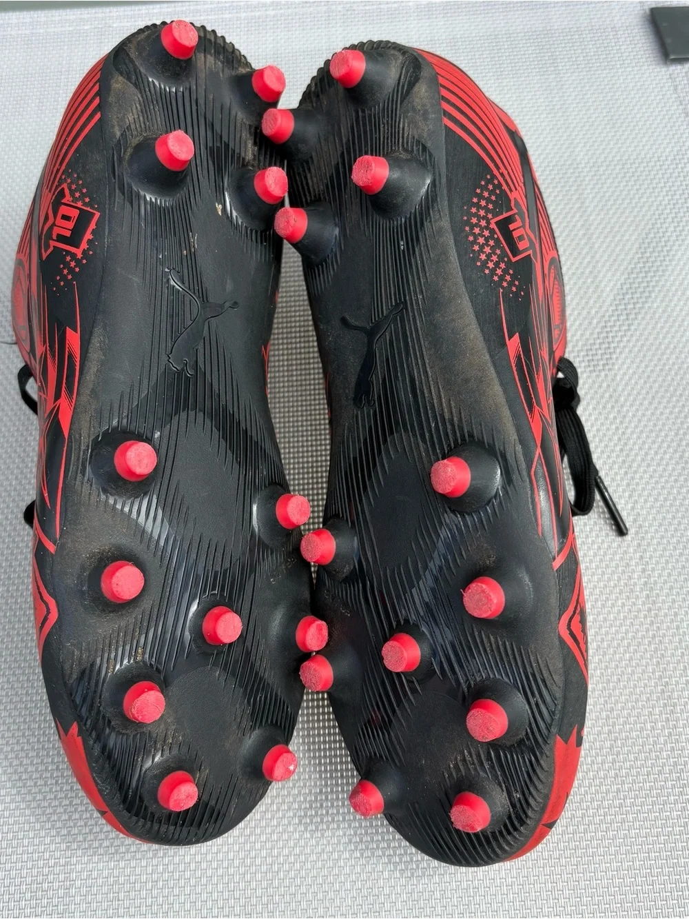 Kids Black and Red Soccer Cleats - Youth Athletic Shoes
